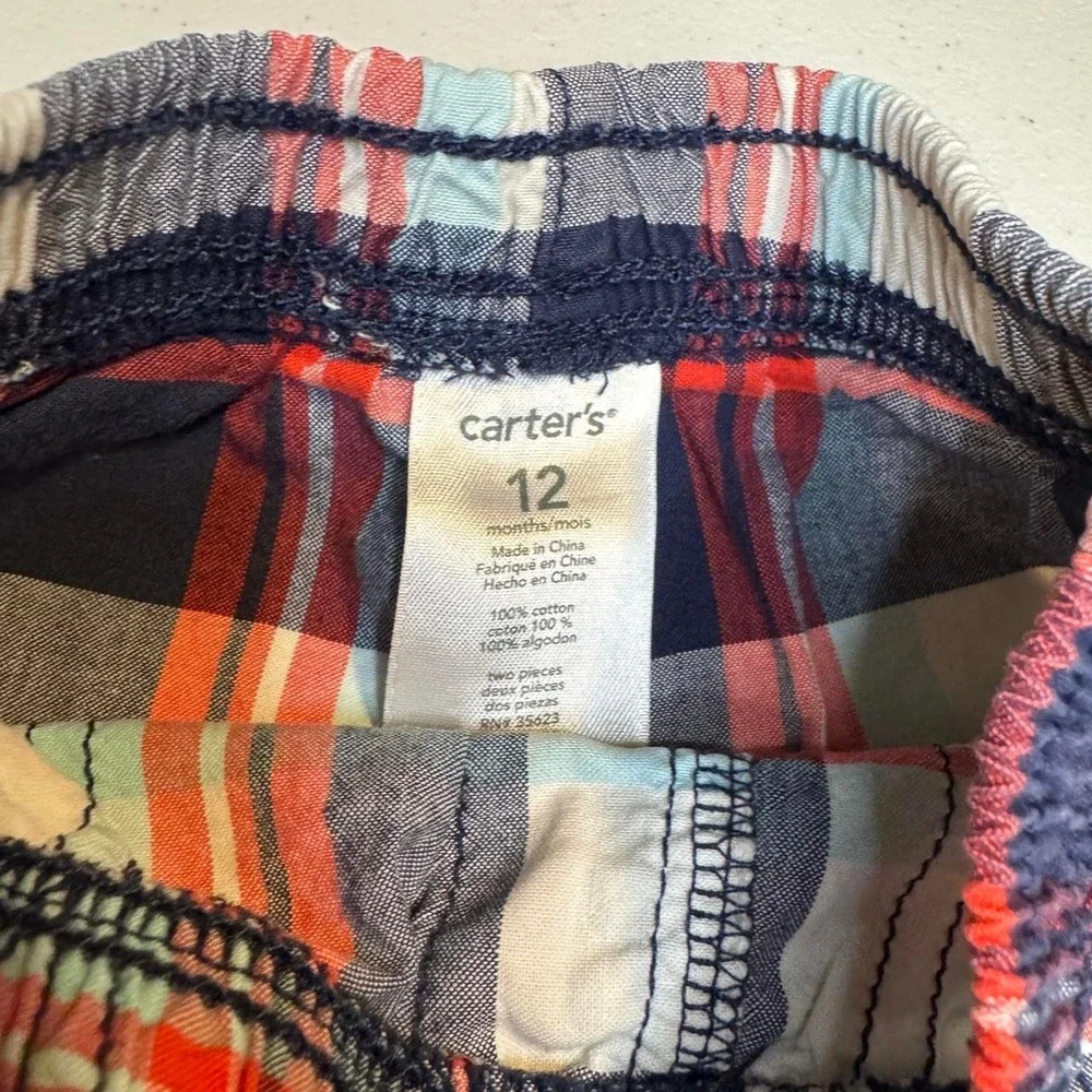 Carter's Plaid Baby Shorts 9–12M (Tagged 12M)